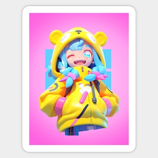 AKBLM - RYūGI ADVENTURE GIRL HAS STYLE りゅうぎ | COOL 3D ANIME GIRL FASHION Sticker